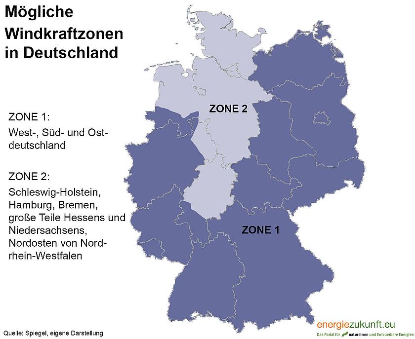 Besonders im Nordwesten Deutschlands, in Schleswig-Holstein, Niedersachsen und im Norden von Hessen sollen weniger Windkraftanlagen entstehen oder alte durch leistungsstärkere ersetzt werden. (Grafik: Clemens Weiß)