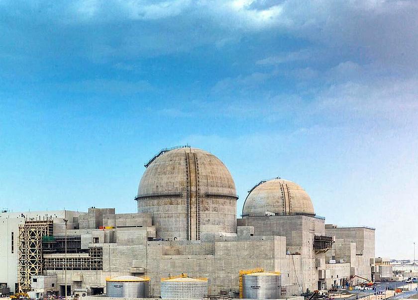 Das Atomkraftwerk Barakah am Persischen Golf während der Bauarbeiten im Jahr 2017. 