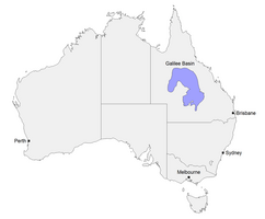 Karte von Australien mit dem Galilee Basin.