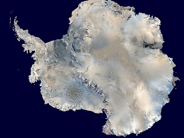 Satellitenbild der Antarktis.