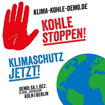 Die Klima-Doppel-Demo findet am 1. Dezember 2018 zeitgleich in Berlin und Köln statt.