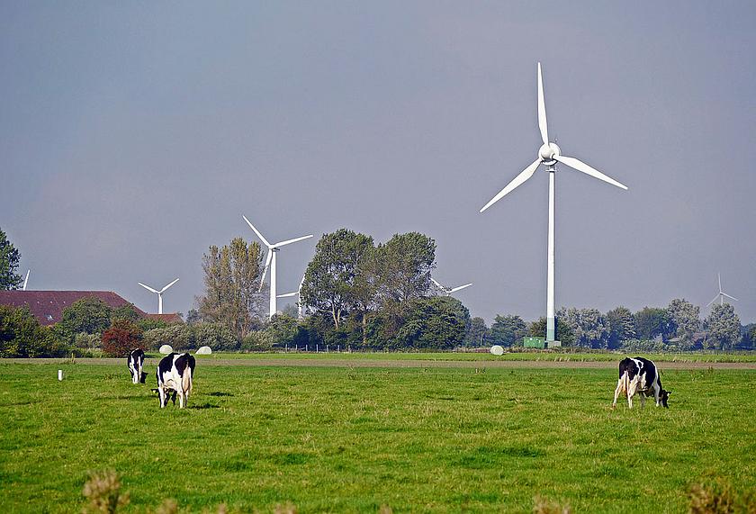 Alte Windräder in Ostfriesland. 