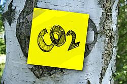 CO2 auf einem Zettel