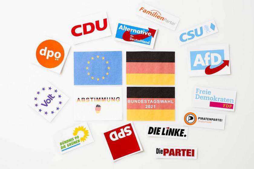 Parteienschilder zur Bundestagswahl 2021