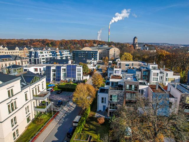 Ludftaufnahme Chemnitz Schlossviertel mit Solarthermieanlagen