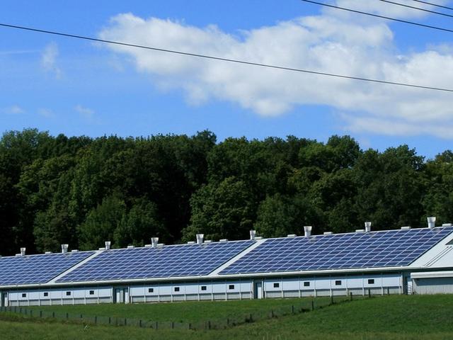 Landwirtschaftliches Gebäude mit Solaranlage