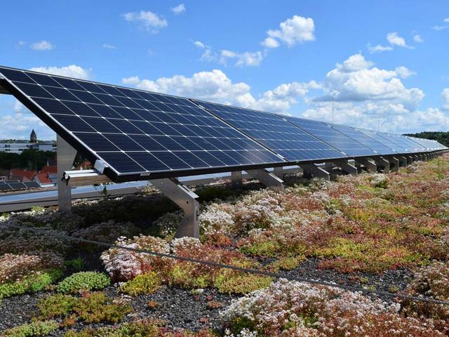 Solaranlage auf einem Gründach