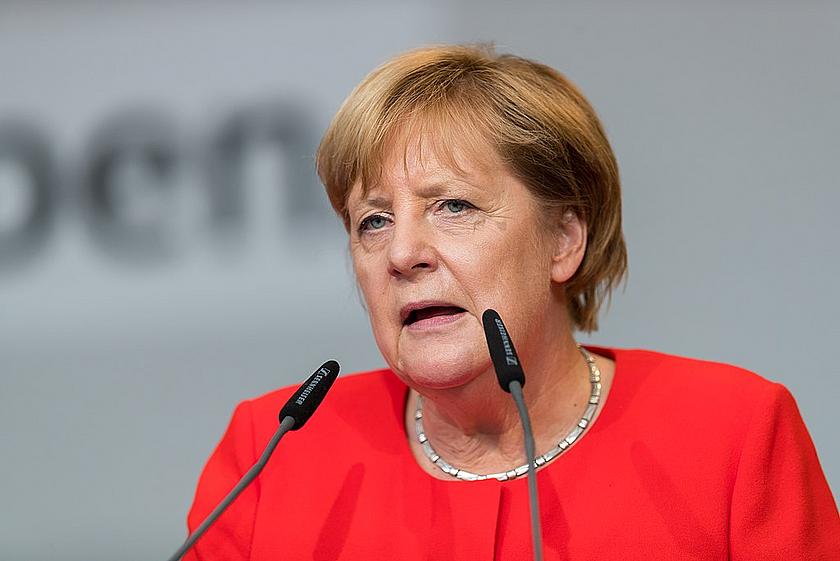 Angela Merkel während einer Rede.