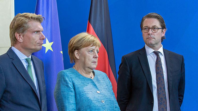 Drei der wichtigsten deutschen Politiker in Sachen Klimaschutz: Energie-Staatssekretär Thomas Bareiß (CDU), Bundeskanzlerin Angela Merkel (CDU) und Bundesverkehrsminister Andreas Scheuer (CSU)