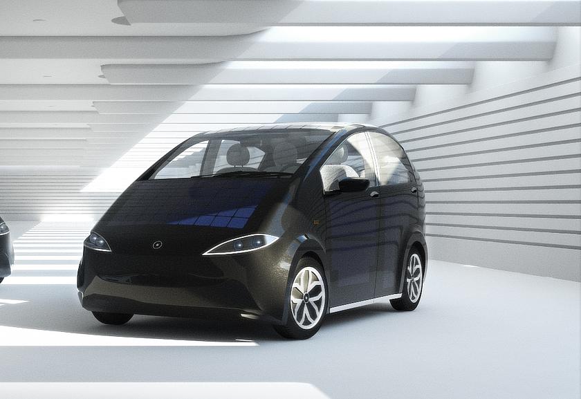 Ein Elektroauto der besonderen Art, das sich über integrierte Solarzellen lädt und einen Moos-Filter besitzt. (Foto: © Sono Motors )