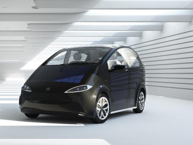 Ein Elektroauto der besonderen Art, das sich über integrierte Solarzellen lädt und einen Moos-Filter besitzt. (Foto: © Sono Motors )