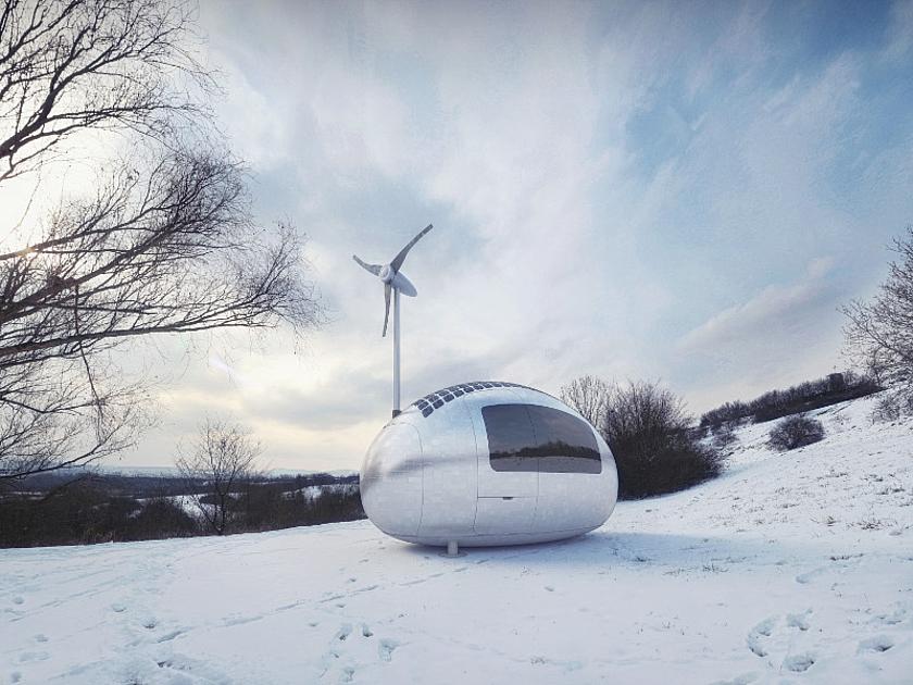 Ein fahrbares Niedrigenergiehaus im Kleinformat names Ecocapsule könnte den Campern von morgen ein völlig neues Gefühl vermitteln. (Bild: © Ecocapsule/ Nice Architects)