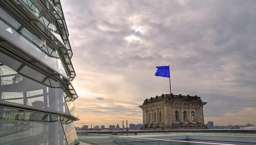 Auf dem Dach des Reichstages in Berlin