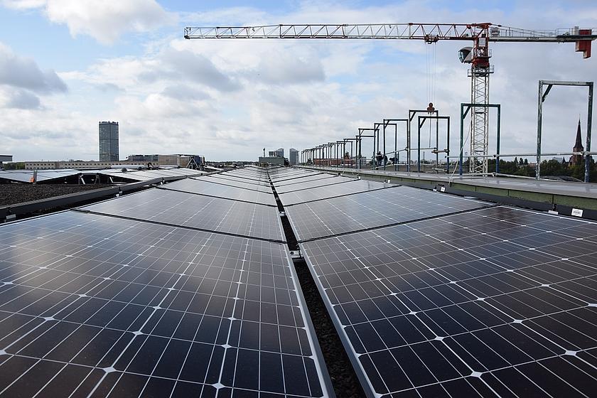 Foto: Solarpanels auf einem Flachdach