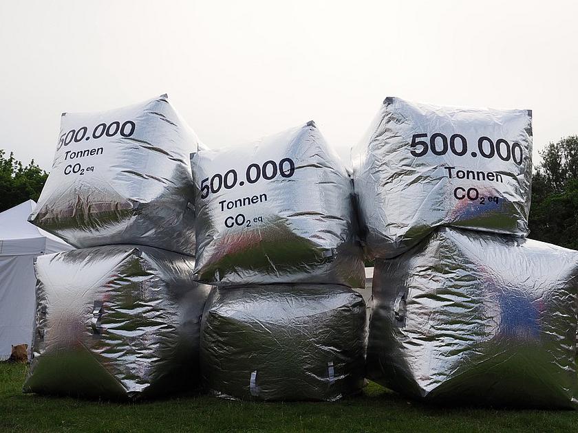 Ballons mit Aufschrift CO2