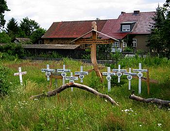 Auch Lakoma, ein Ortsteil von Cottbus, fiel dem Tagebau zum Opfer. Zuvor wurde an die abgebaggerten Lausitzer Orte erinnert