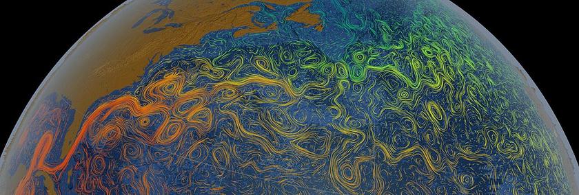 NASA-Visualisierung des Golfstroms, der sich vom Golf von Mexiko bis nach Westeuropa erstreckt, 2012