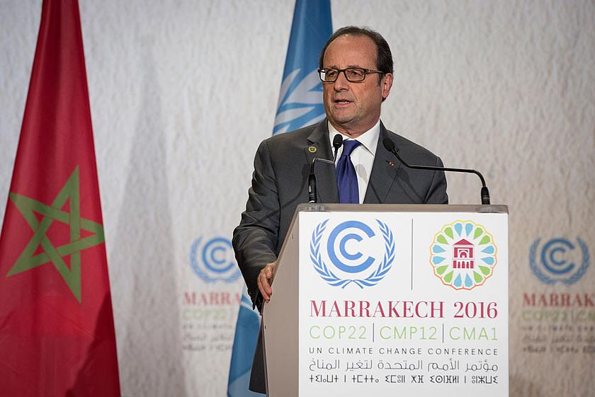 Präsident François Hollande kündigte auf der UN-Klimakonferenz COP22 im marokkanischen Marrakesch Frankreichs Kohleausstieg bis 2023 an. (Foto: © <a href="https://www.flickr.com/photos/unfccc/30887776602/">United Nation Framework Convention on Climate