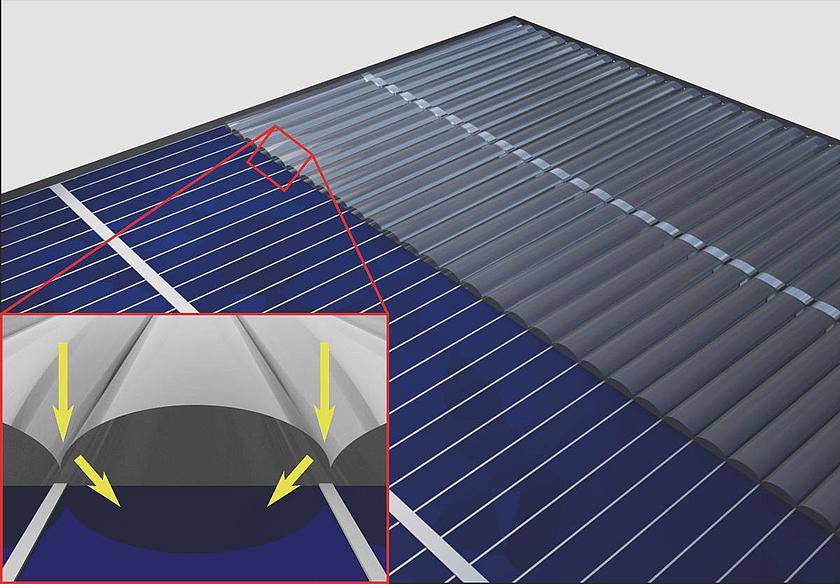 Mithilfe von Tarnkappen lässt sich die Effizienz von Solarmodulen steigern. (Bild: © Karlsruher Institut für Technologie KIT)
