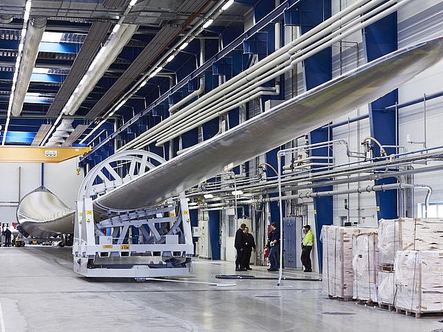 Genau 88,4 Meter ist das größte Rotorblatt der Welt des Hersteller LM Wind Power lang. (Foto: LM Wind Power)