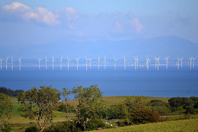 Die Robin Rigg Wind Farm vor der Südwestküste war 2010 der erste Meereswindpark Schottlands