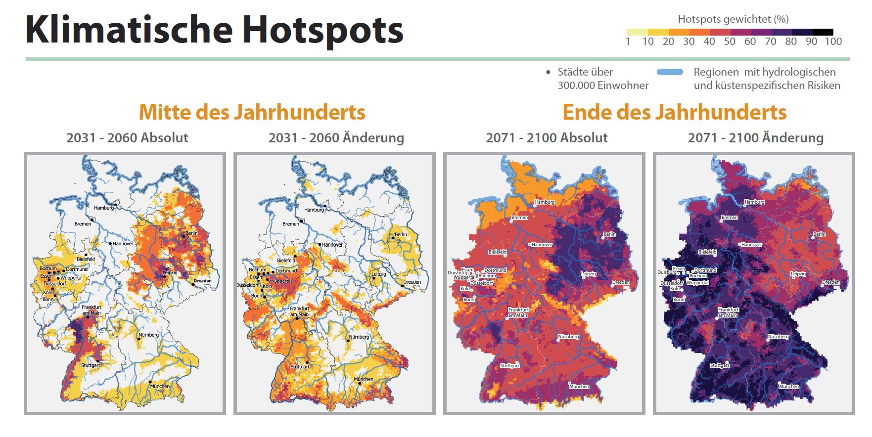 Grafik von klimatischen Hotspots in Deutschland
